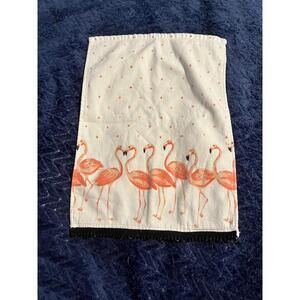 White and Orange Flamingo Print Kitchen Towel